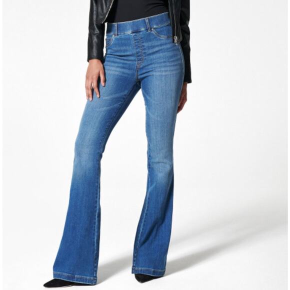 SPANX Denim - SPANX Women’s Flared Denim Pull On Flat Front Jeans size XL